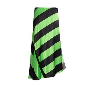 Samsoe Samsoe Viktoria Midi Skirt Womens XS Green Navy Blue Stripe Asymmetric